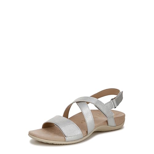 Vionic Raya Slingback Sandals, Silberfarbenes Leder, 8 Wide von Vionic