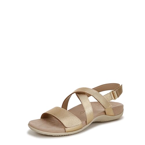 Vionic Raya Slingback Sandals, Goldfarbenes Leder, 40.5 EU von Vionic