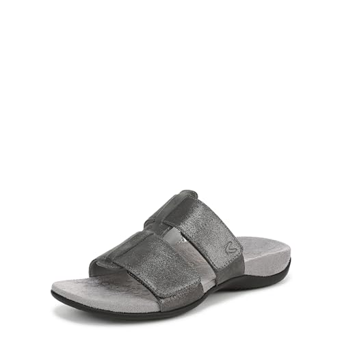 Vionic Riley Slide Sandals, Plu Silver Leather, 8.5 Wide von Vionic