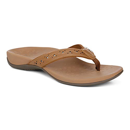 Vionic Women's Aliza Toe-Post Sandal - Ladies Everyday Sandals with Concealed Orthotic Arch Support Toffee 7 Medium US von Vionic