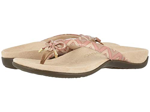 Vionic Women's Rest Bella II Toepost Sandal - Ladies Flip Flop with Concealed Orthotic Arch Support Chevron Dusty Pink 8.5 Wide US von Vionic