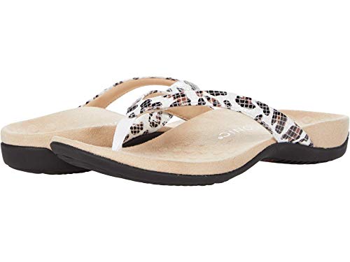 Vionic Women's Rest Dillon Toe Post Walking Sandals - Ladies Flip Flop with Concealed Orthotic Arch Support White Leopard 6.5 Medium US von Vionic