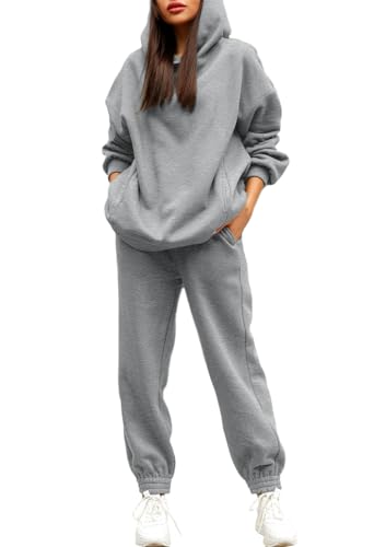 Viottiset Damen Hoodies Trainingsanzug Langarm Sweatshirts Jogger 2-Teilige Outfits Lässiger Sweatsuit Kapuze Grau L Viottiset Damen Hoodies Trainingsanzug Langarm Sweatshirts Jogger 2-Teilige Outfits Lässiger Sweatsuit Kapuze Grau L von Viottiset