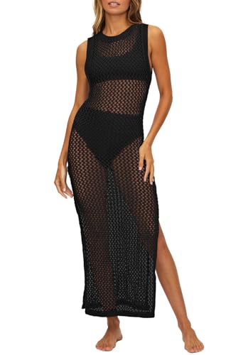 Viottiset Damen Lange Häkeln Badeanzug Cover Up Hollow Out Ärmellose Strandkleid Seite Split Strick Bikini Schwarz L Viottiset Damen Lange Häkeln Badeanzug Cover Up Hollow Out Ärmellose Strandkleid Seite Split Strick Bikini Schwarz L von Viottiset