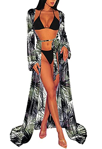 Viottiset Damen Sexy Bikini Vertuschen Maxi Sommerkleid Sommer Strand Badeanzug Pareos Wrap Cardigan Ferien Dunkelgrün L von Viottiset