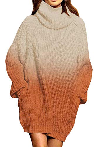 Viottiset Damen Tie Dye Winter Pulloverkleider Übergroßes Rollkragenpullover Strick Gestrickt Lockeres M von Viottiset