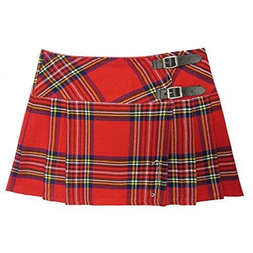 Viper London Mini Kilt mit Falten 33 cm Tartan, Rot, 42 (Herstellergröße: 36) von Viper London