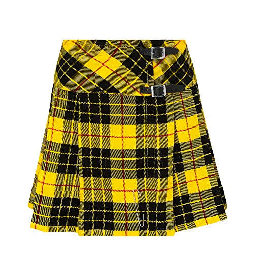 Viper London Damen-Mini-Kilt/Minikilt-Rock mit Schottenmuster, 41,9 cm, Gelb, Größe EU 40 von Viper London