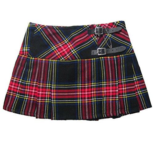 Viper London Mini Kilt mit Falten 33 cm Tartan, Schwarz/Rot, 42 (Herstellergröße: 36) von Viper London