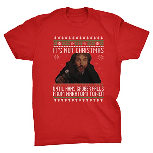 Viper Hans Gruber Falling Ugly Retro Weihnachten T-Shirt, rot, L von Viper