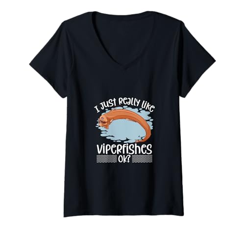 Damen Lieblingstier Viperfisch T-Shirt mit V-Ausschnitt Damen Lieblingstier Viperfisch T-Shirt mit V-Ausschnitt von Viperfisch Designs