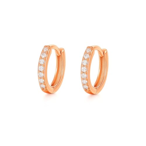 Creolen 925 Silber – in Silber, Gold oder Roségold – 5 bis 10 mm mit Zirkonia (Roségold, 8 mm) von Vipfashion797