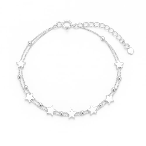 Vipfashion797 925 Sterling Silber Armband & Armkette Damen – Filigranes Schmuckstück mit Sternen & Kugeln – Verstellbar 21,5 cm – Silberfarben – Eleganter Damenschmuck ohne Stein Vipfashion797 925 Sterling Silber Armband & Armkette Damen – Filigranes Schmuckstück mit Sternen & Kugeln – Verstellbar 21,5 cm – Silberfarben – Eleganter Damenschmuck ohne Stein von Vipfashion797