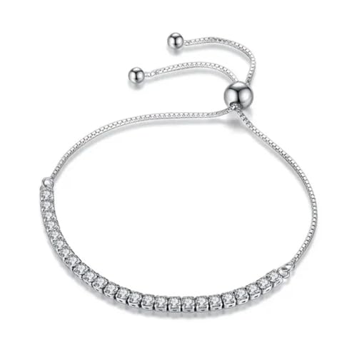 Vipfashion797 Damen Armband, 925 Sterling Silber, Zirkonia Armkette mit Verstellbarer Länge 28 cm von Vipfashion797