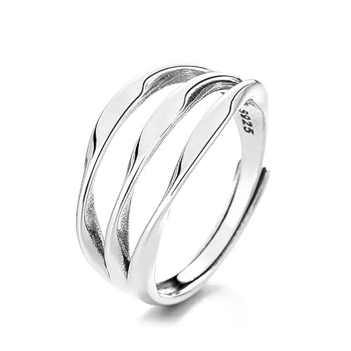 Vipfashion797 Damenring Sterlingsilber 925 offen verstellbar 51–56 Überkreuztes Design Moderner Bandring für Frauen - Gold oder Silber (Silber) von Vipfashion797