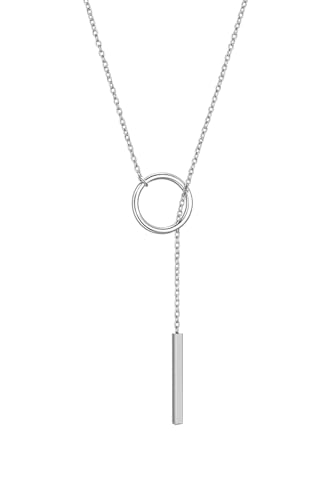 Vipfashion797 Y-Halskette aus 925er Silber – Verstellbare Damenkette mit Kreis- und Stabanhänger – Minimalistischer Silberschmuck Vipfashion797 Y-Halskette aus 925er Silber – Verstellbare Damenkette mit Kreis- und Stabanhänger – Minimalistischer Silberschmuck von Vipfashion797