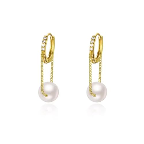 Zeitlose Damen Ohrringe – 925 SilberCreolen mit Doppel-Kette & für Alltag & besondere Anlässe (Gold) von Vipfashion797