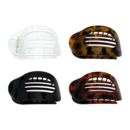 Entenschnabel Haarspange, Einfache Elegante Benglatt Haarspange, Matte Große Rutschfest Flat Duckbill Hair Clips, Flach Sicherer Halt Innenzähne Haar Krallen hair clips, haarklemmen damen (4PC-F) von Vipfenturi