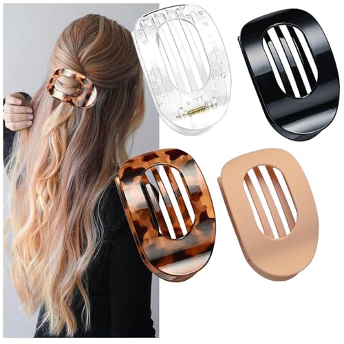 Entenschnabel Haarspange, Einfache Elegante Benglatt Haarspange, Matte Große Rutschfest Flat Duckbill Hair Clips, Flach Sicherer Halt Innenzähne Haar Krallen hair clips, haarklemmen damen (4PC-I) von Vipfenturi