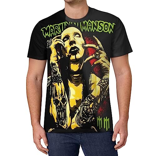 Viplili Marilyn Music and Manson Herren Bequemes Kurzarmshirt Unisex Rundhals Fashion T-Shirt, Schwarz , L Viplili Marilyn Music and Manson Herren Bequemes Kurzarmshirt Unisex Rundhals Fashion T-Shirt, Schwarz , L von Viplili