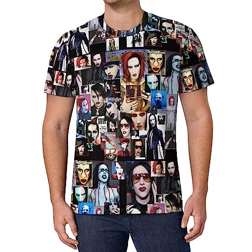 Viplili Marilyn Music and Manson Herren Bequemes Kurzarmshirt Unisex Rundhals Fashion T-Shirt, Schwarz , M Viplili Marilyn Music and Manson Herren Bequemes Kurzarmshirt Unisex Rundhals Fashion T-Shirt, Schwarz , M von Viplili