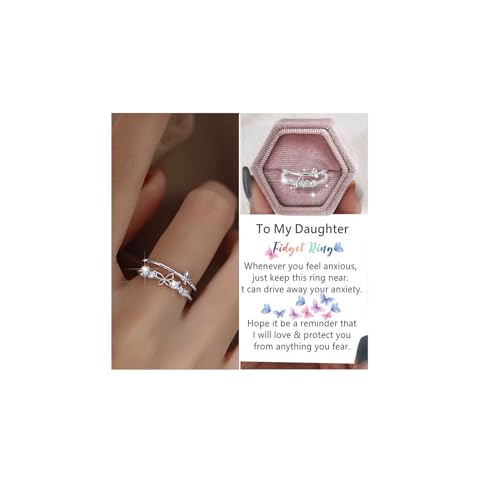 An meine Tochter Schmetterling Ring, Verlobungsring Promise Eheringe Ring Minimalistischer Silberringe Trauringe Verstellbarer Ring für Frauen Sterling Silber Open Ring Schmuck Geburtstagsgeschenke von Vipomkowa