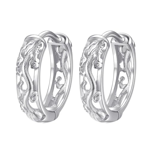 Hohle Drachen-Creolen für Herren, kleine Creolen aus Edelstahl für Männer und Frauen, hypoallergen,Schmuck Geschenke(Silber) von Vipomkowa