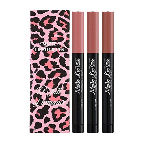 Kosmetik Proben Für Mädchen 3 Farben Buntstift-Lippenstift-Set, lichtecht, antihaftbeschichtet, mattiert Lippenstift-Stift, wasserfest, langlebig, Samt-Lippenstift, Pflegeset Mädchen 15 (C, One Size) von Vipomkowa