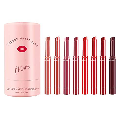 Lipgloss Mädchen einfach zu färben, Velours, mattiert den Mund, roter Röhrenanzug, Temperament, feuchtigkeitsspendender Lippenstift, Lippenstift, 8 Stück Weihnachtskalender Mädchen 12 (Red, One Size) von Vipomkowa