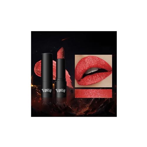 Lippenstift Metallic Glanz Finish, Schimmernder Lipstick für langanhaltenden Glanz & intensive Farbe, Diamantschimmer Lippenstift Lip Gloss Wasserfest Make-up Non-stick Cup, Vegan von Vipomkowa