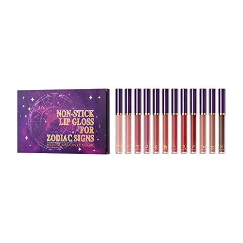 Lippenvergrößerer Lipgloss-Set, antihaftbeschichtet, langlebiger Lippenstift, pigmentierte Lippentönung, 12 Farben, Make-up-Geschenkset Kosmetik Proben Männer (Purple, One Size) von Vipomkowa