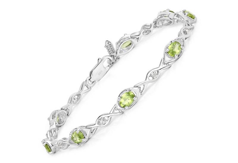 Vira Jewels Armband 925-Sterling Silber rhodiniert Glänzend Peridot grün von Vira Jewels