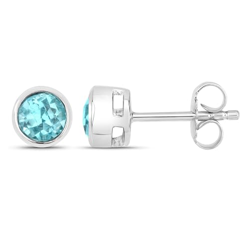 Vira Jewels Damen Ohrstecker 925/- Sterling Silber 0,6cm Glänzend Apatit weiß 1ct. 147220026 von Vira Jewels