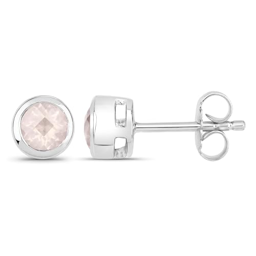 Vira Jewels Damen Ohrstecker 925/- Sterling Silber 0,6cm Glänzend Rosenquarz weiß 0,88ct. 147220022 von Vira Jewels