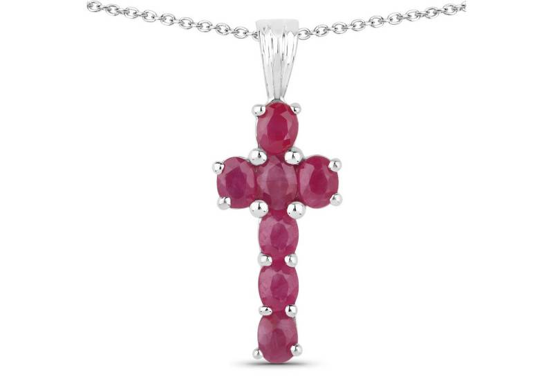 Vira Jewels Kette mit Anhänger 925-Sterling Silber rhodiniert Glänzend Rubin rot von Vira Jewels