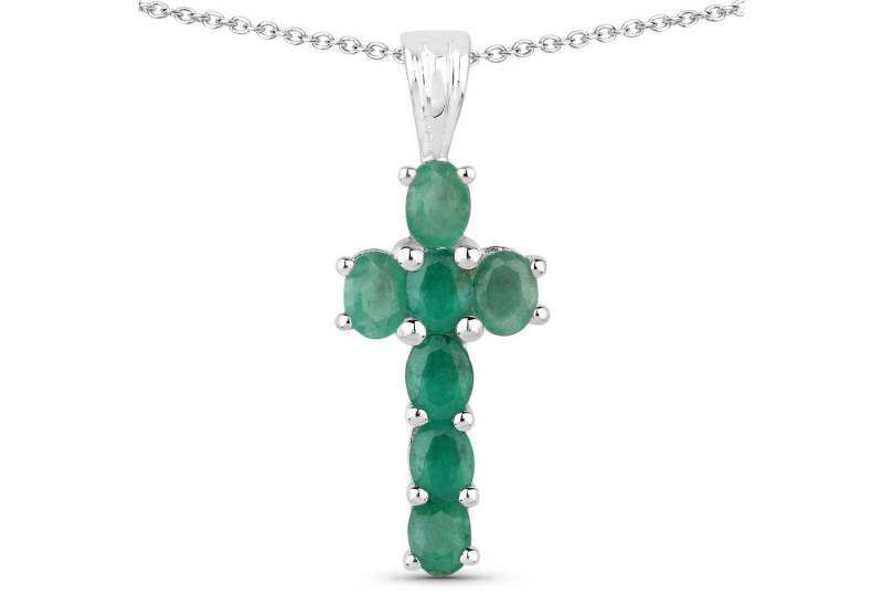 Vira Jewels Kette mit Anhänger 925-Sterling Silber rhodiniert Glänzend Smaragd grün von Vira Jewels