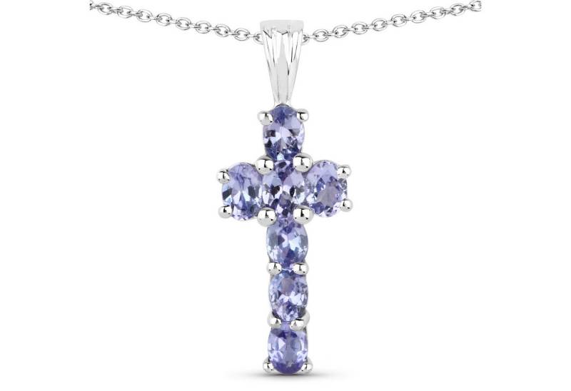 Vira Jewels Kette mit Anhänger 925-Sterling Silber rhodiniert Glänzend Tansanit violett von Vira Jewels