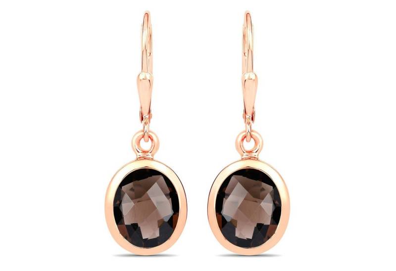 Vira Jewels Paar Ohrhänger 925 Silber rot vergoldet Glanz Rauchquarz dunkelbraun von Vira Jewels