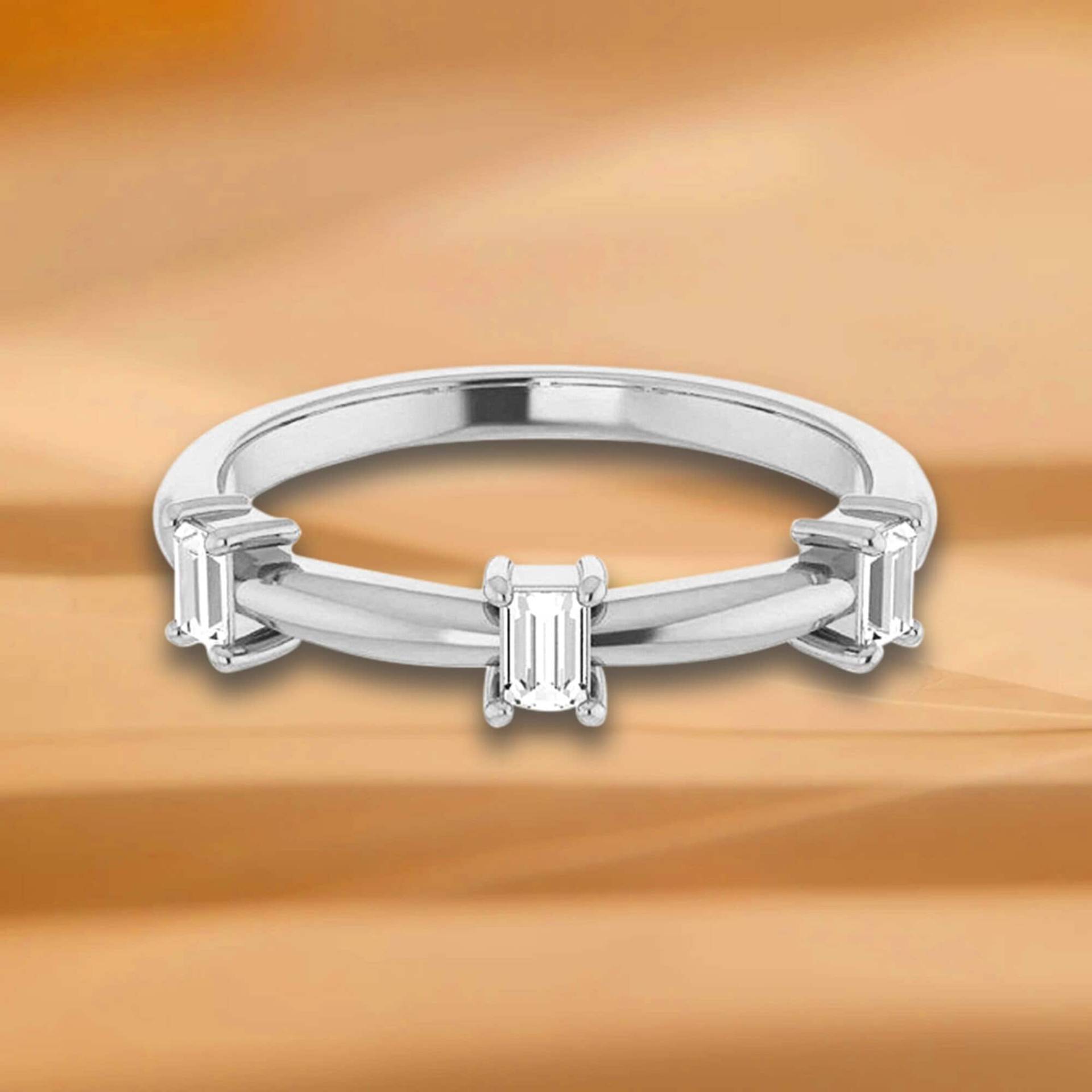 0, 30 Ct. Gerader Diamant Im Baguetteschliff, Zarter Ehering - 14K/18K Weiß, Gelb, Rosegold Und Platin 950, Natürlicher Diamanten Ring von VirabyaniFineJewelry