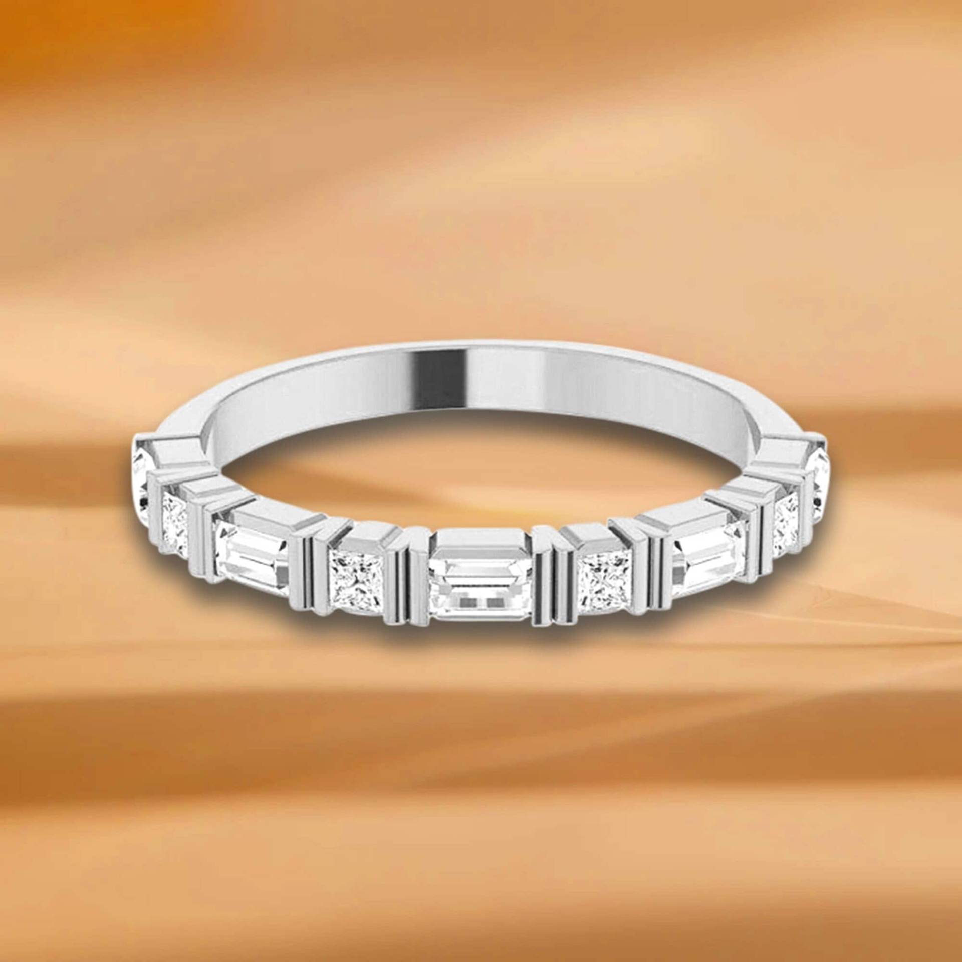 0, 52 Ct. Bar Set Baguette & Princess Schliff Diamant Ehering - 14K/18K Weiß, Gelb, Rose Gold Und Platin 950, Natürliche Diamanten Ring von VirabyaniFineJewelry