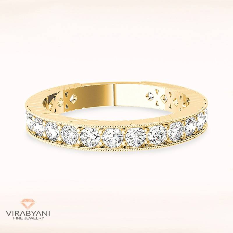 0, 75 Ctw Diamant Hochzeitsband - 14K/18K Massive Gelbgold | Channel Set Hochzeit Jubiläum Ring Modernes Design von VirabyaniFineJewelry