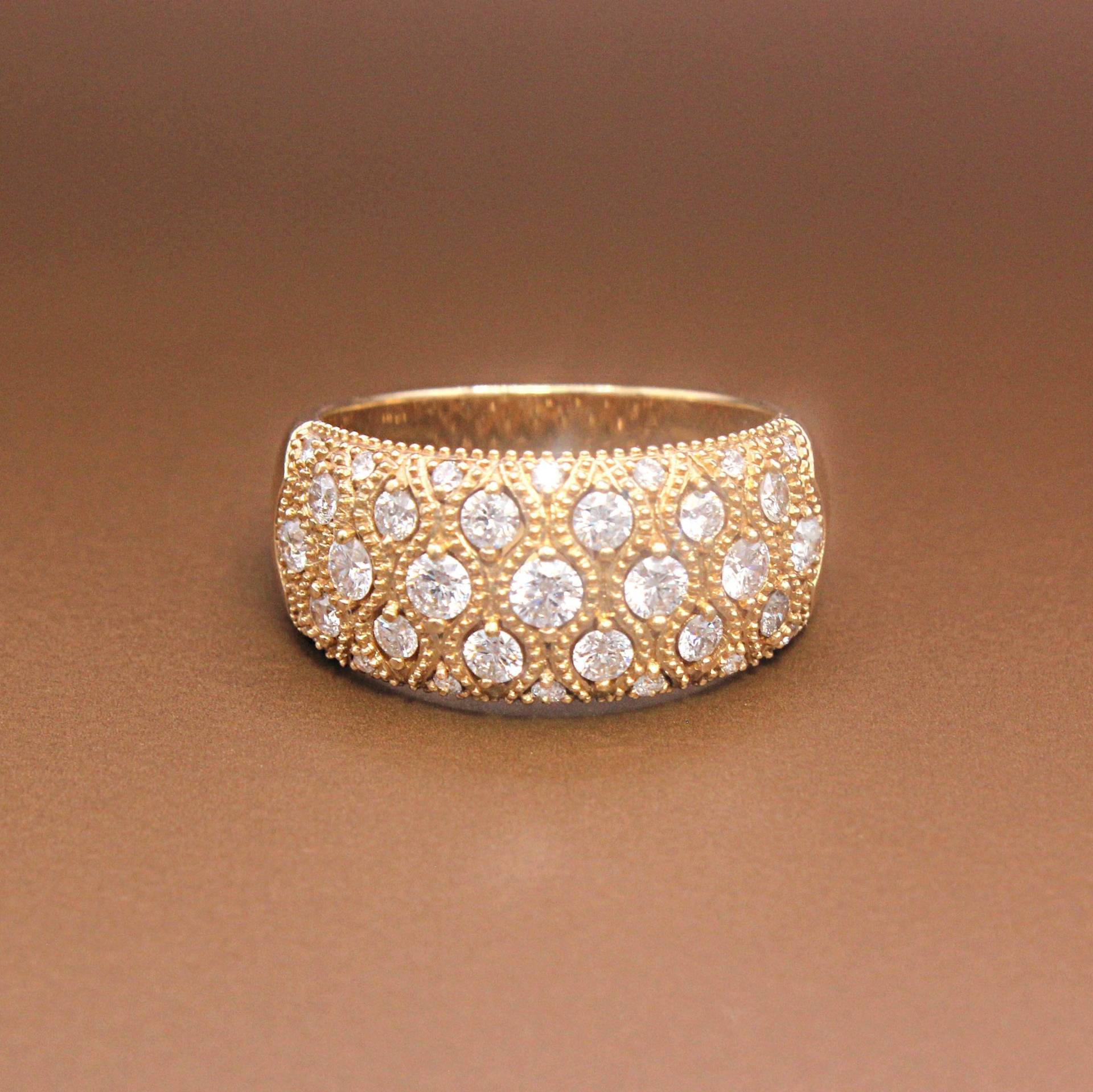 0, 90 Ctw Diamant Vintage Inspirierter Jubiläumsring | 14K/18K Gold/Platin Milgrain Ring Diamanten Art Deco Stil Breiter von VirabyaniFineJewelry