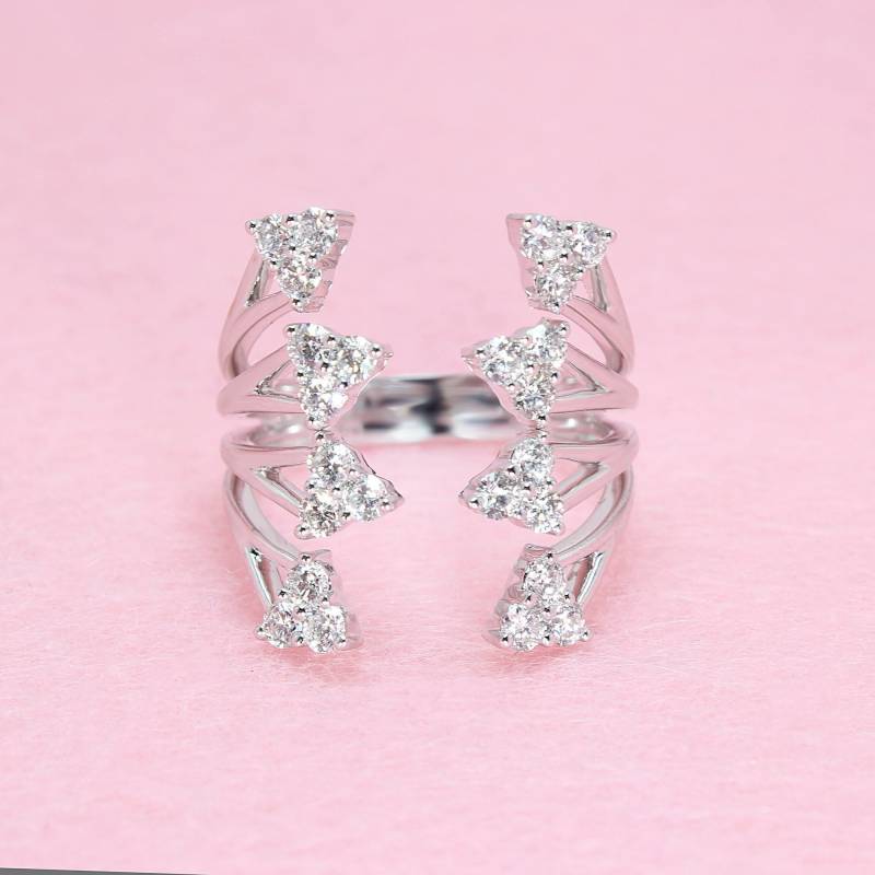 0, 97 Ctw. Diamant Unikat Design Rechter Hand Offener Ring - 18K Weißgold | Original Modern Mode Styel Geschenk Für Sie von VirabyaniFineJewelry