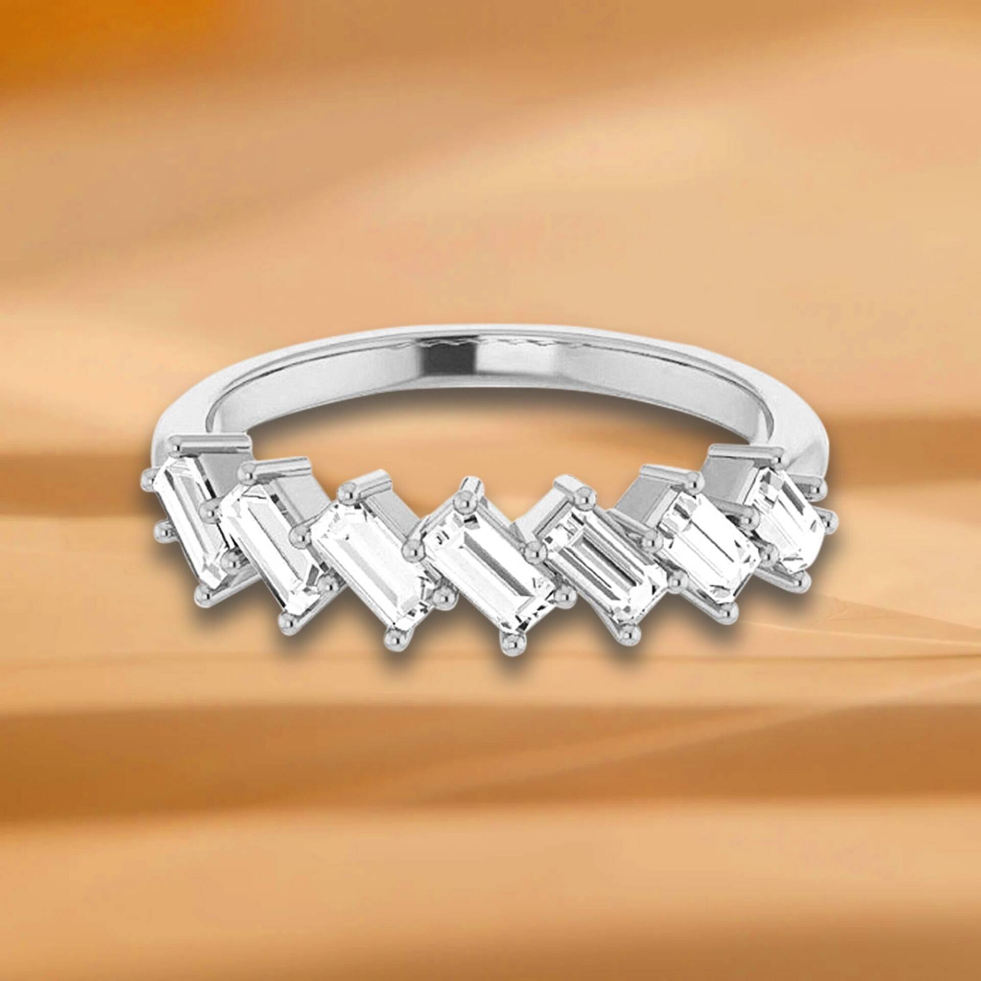 0, 98 Ct. Krappen Set Baguette Schliff Diamant Ehering - 14K/18K Weiß, Gelb, Rose Gold Und Platin 950, Natürliche Diamanten Jubiläumsring von VirabyaniFineJewelry