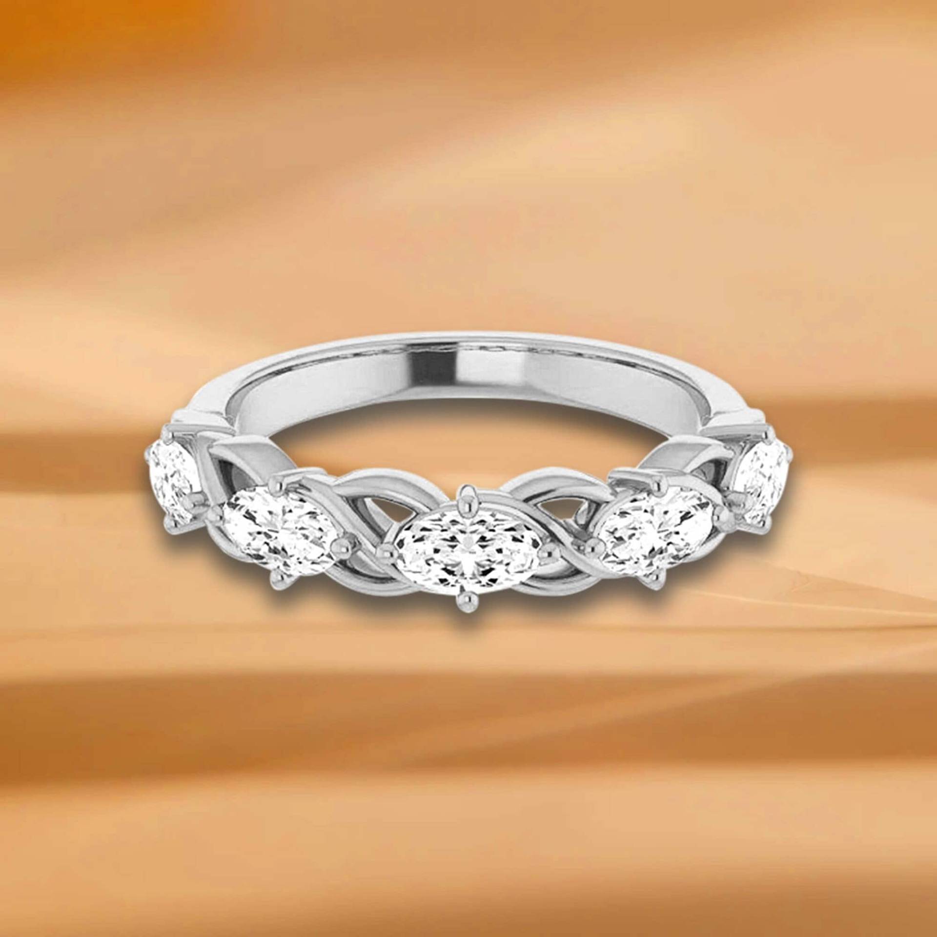 1, 05 Ct. Ovalschliff Diamant Ehering - 14K/18K Weiß, Gelb, Roségold Und Platin 950, Natürliche Diamanten Jubiläumsring von VirabyaniFineJewelry