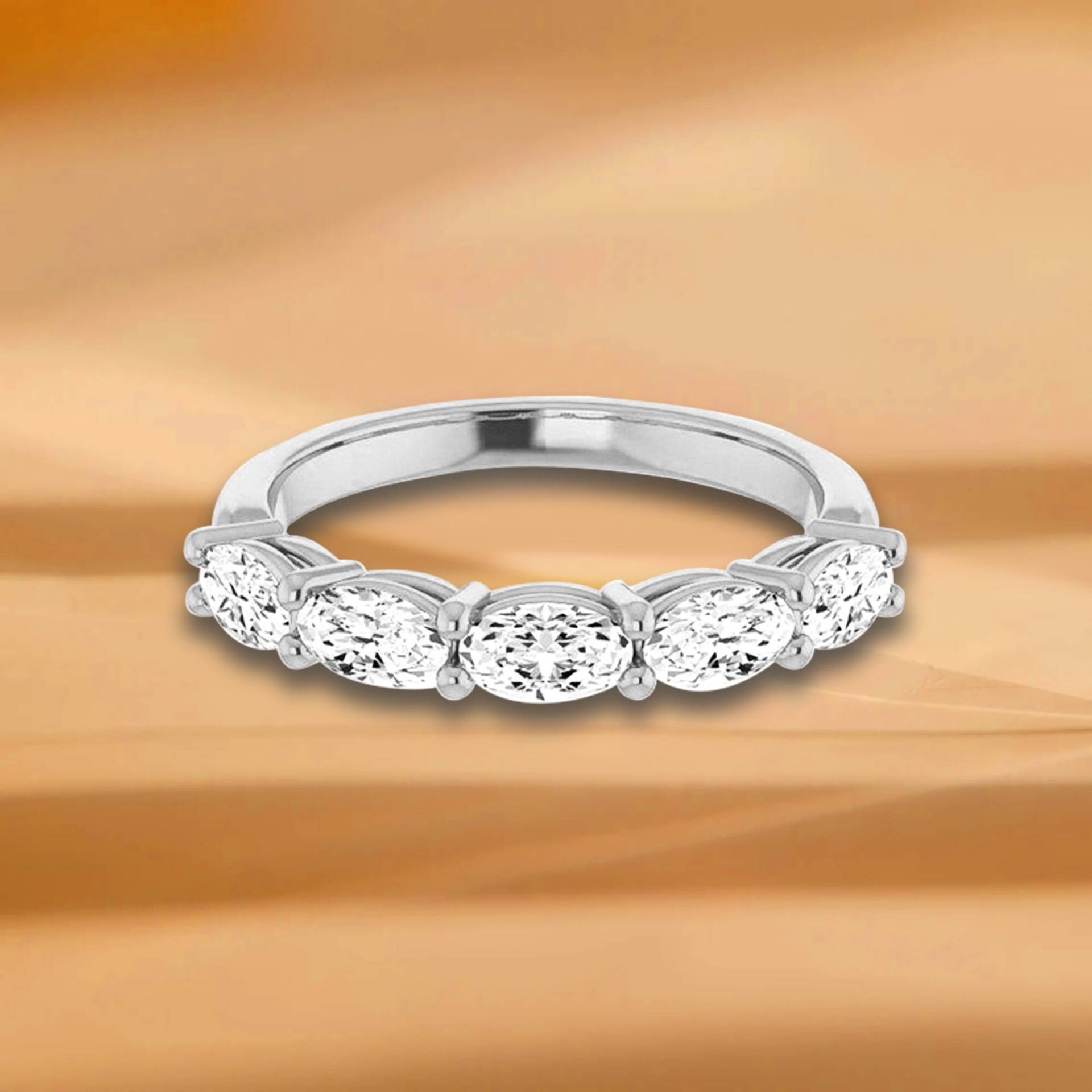 1, 05 Ct. Ovalschliff Diamant Ehering - 14K/18K Weiß, Gelb, Roségold Und Platin 950, Natürliche Diamanten Jubiläumsring von VirabyaniFineJewelry