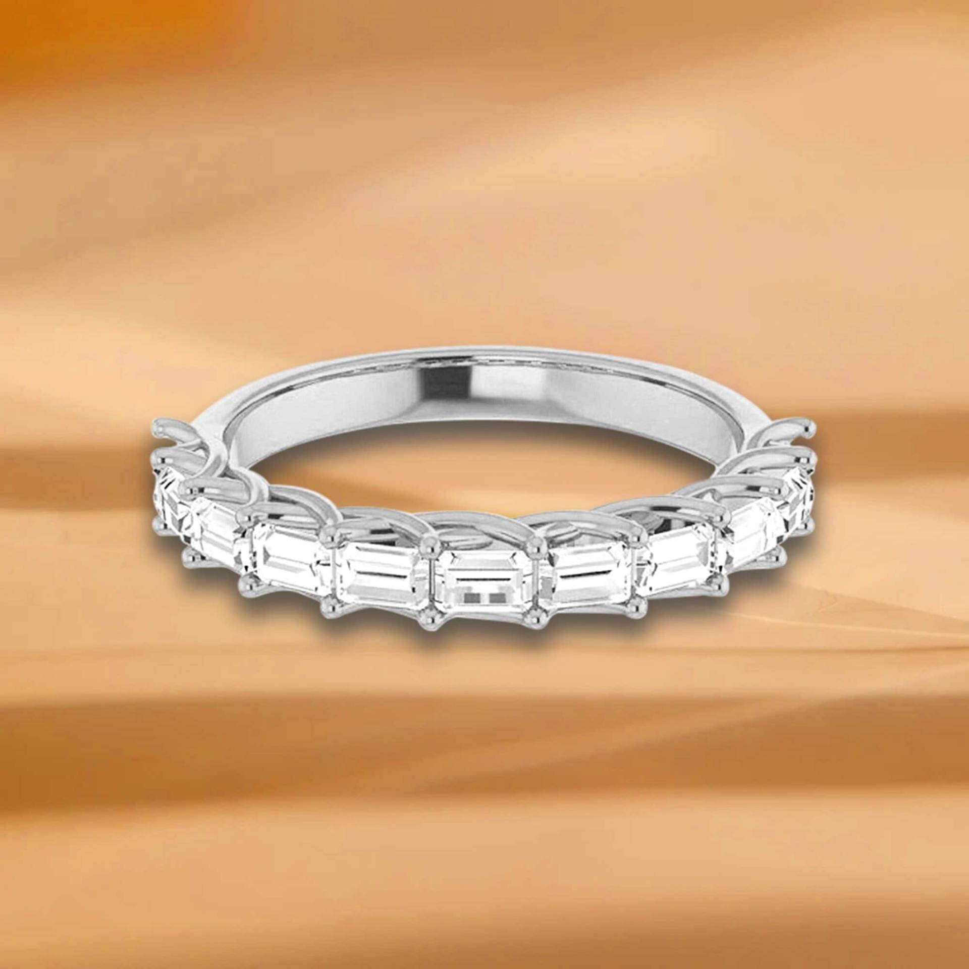 1, 10 Ct. Gerade Baguette Schliff Diamant Ehering - 14K/18K Weiß, Gelb, Rose Gold Und Platin 950, Natürliche Diamanten Jubiläumsring von VirabyaniFineJewelry