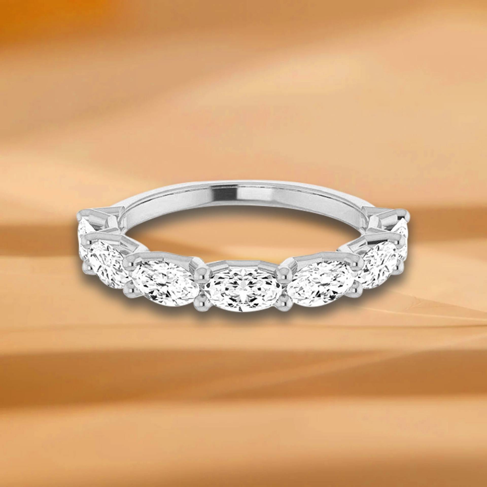 1, 47 Ct. Ovalschliff Diamant Ehering - 14K/18K Weiß, Gelb, Roségold Und Platin 950, Natürliche Diamanten Jubiläumsring von VirabyaniFineJewelry