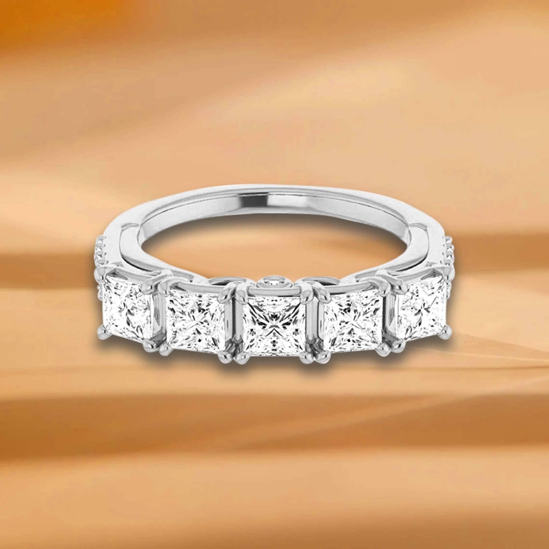 1, 59 Ct. Princess & Round Cut Diamant Ehering - 14K/18K Weiß, Gelb, Roségold Und Platin 950, Natürliche Diamanten Jubiläumsring von VirabyaniFineJewelry