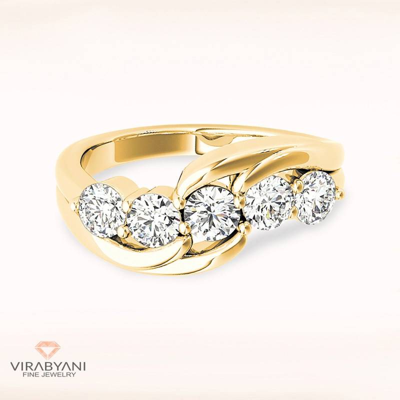 1.00 Ctw Diamant Hochzeitsband - 14K/18K Massive Gelbgold | Brillant Set Jubiläum Ring Modernes Design von VirabyaniFineJewelry